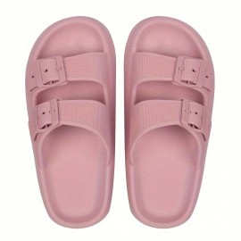 Men's Fashion Slides, Casual Non Slip Slippers, Open Toe Shoes With Buckles Deco For Indoor Outdoor Walking, Beach Shoes For Spring And Summer
