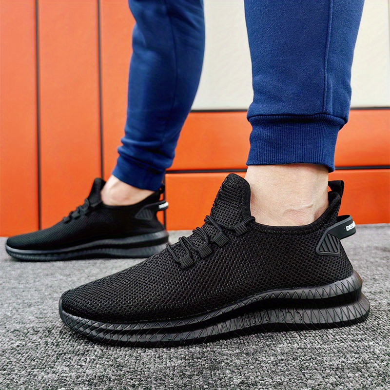 mens solid color breathable mesh lace up sneakers with assorted colors casual outdoor anti skid shoes for running walking details 6