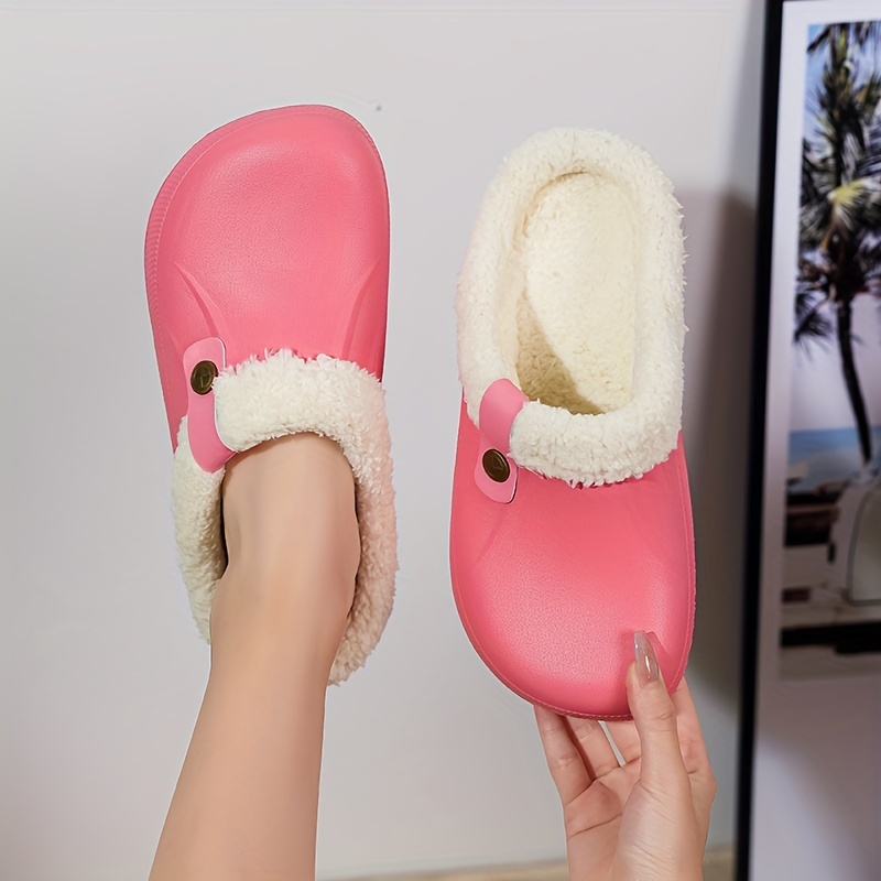 cozy waterproof house slippers anti skid slip on shoes indoor for men winter shoes fuzz lined clogs details 6