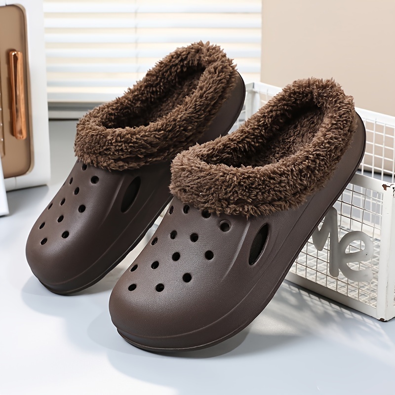 mens winter house clogs casual non slip breathable slip on soft sole sandal slippers with fuzzy lining for walking details 5