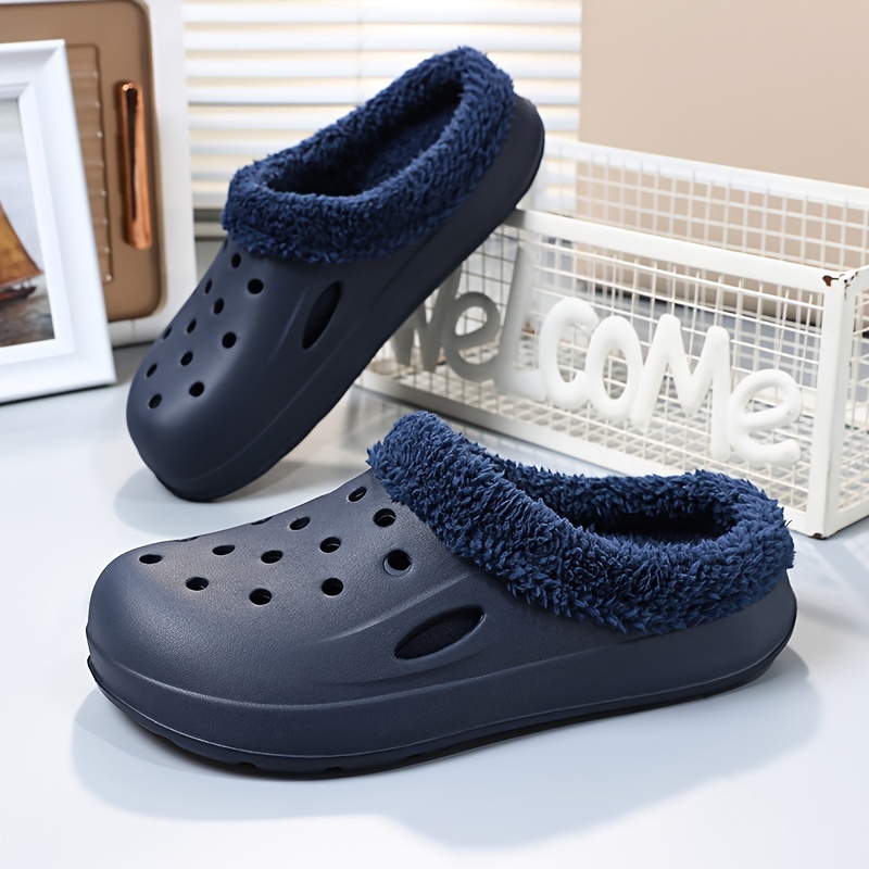 mens winter house clogs casual non slip breathable slip on soft sole sandal slippers with fuzzy lining for walking details 7